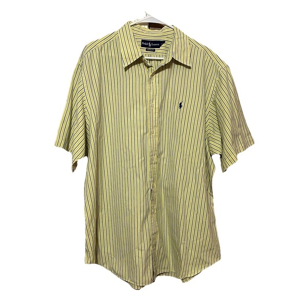 RALPH LAUREN Blake Yellow And Blue Striped Short Sleeve Button Down Men’s XXL - Picture 1 of 12